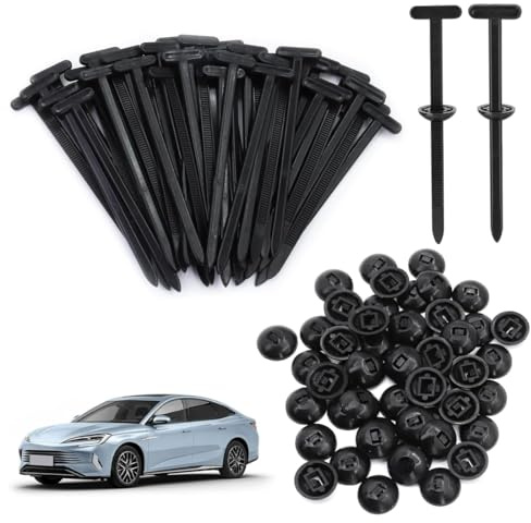 HABNI 50Pcs Bridas, Grapas Coche Universales De Nylon Autoblocantes Para Reparaci贸N Diaria Coche - Correas Negras Resistentes Uv, Sujeta Guardabarros/Cubremotores Sin Herramientas (Negro)