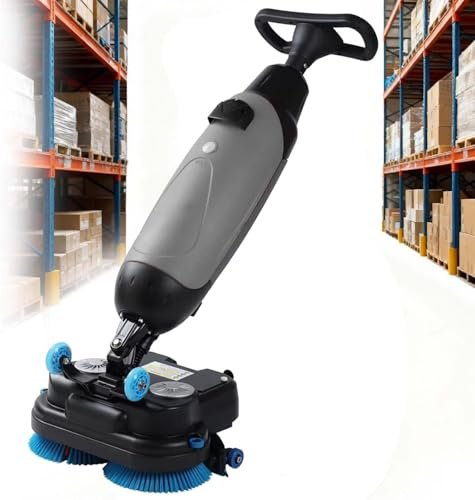 XUXIAO Secadora de Suelos Profesional, fregadora de Suelos eléctrica Ligera, con cepillos giratorios Dobles y batería de Litio Recargable sin Cable, Ideal para Suelos de Madera y baldosas Grey
