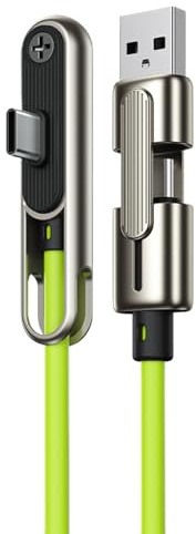 Generisch Câble de charge avec support invisible – Câble de charge USB-A/UŠB-C avec support, chargeur de téléphone latéral 240 W | pour, smartphones, bureau et voyages