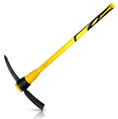Xforst Piccone Grande 2 in 1 da 3,6 kg – Manico in Fibra di Vetro 93 cm, Punta e Lama per Terreni Duri, Compatti e Sassosi – per Giardino, Scavi, Edilizia e Movimento Terra – X-PF36