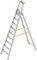 Layher 1064009 Stufenstehleiter einseitig begehbar Topic mit 9 Breiten Stufen, Aluminiumleiter klappbar mit Podest, Länge 2.95 m