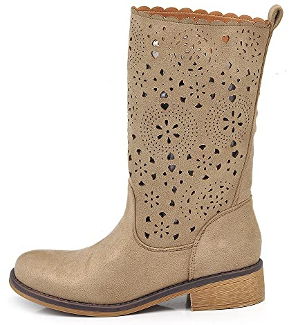 IF Fashion - Zapatos para mujer, Botas de primavera y verano, perforados al tobillo, estilo biker, con hebillas, botas militares LY70-1, 39 EU