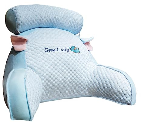 SKUDA Lesekissen, Rückenkissen mit armlehnen, Bücherkissen mit Abnehmbarer Nackenrolle & waschbarem Bezug Rückenstütze Kopfkissen, Lesen oder Spielen auf dem Bett/Sofa/Boden