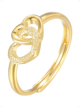 KONFEN Ring Silber 925 Damen, Herz Fidget Ring Daumenring Verstellbar, Zehenring Zeigefinger Verstellbare Ringe Offen Fußringe Modeschmuck für Ehefrau Freundin Freund (Gold)