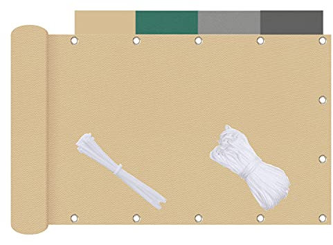 Balcony privacy screen, balcony privacy screen, compartments, balcony privacy screen, balcony cover, 50 x 300 cm, opaque wind and UV protection, privacy screen for garden fences and balcony