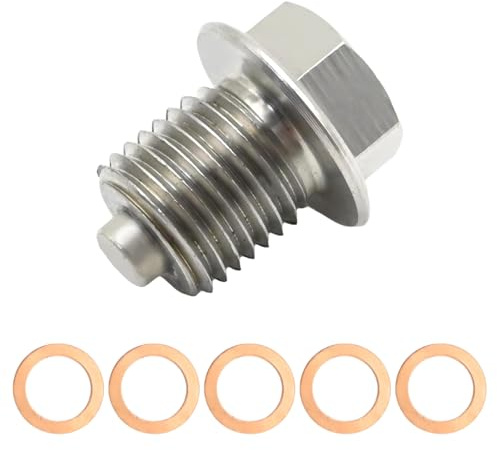 JUUDDENPARTS M14x1.5 Magnetic Oil Drain Plug, Stainless Steel Oil Drain Plug with Copper Washer Gaskets Magnetic Oil Drain Bolt, Replacement for Honda, Replacement for Acura