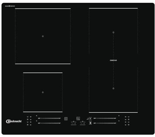 Bauknecht BS 6860B CPNE Induktions-Kochfeld/ 60 cm/CleanProtect – Mühelose Reinigung nur mit Wasser/Elektronisch geregelte Induktions-Kochzonen, Schmelzstufe, Turbostufe, Ankochautomatik, Flexizone
