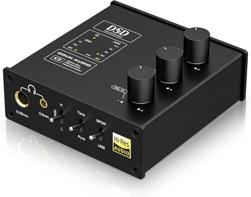 Douk Audio K5 PC DAC Amplificador para auriculares con USB y entrada óptica DSD256 para amplificador, altavoces, Mac, ordenador