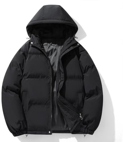Oniissy Padded Outer Jackets Featuring Hoods,Mens Down Padded Jacket,Water Resistant Puffer Coat,Down Feather Filling,Hood For Winter,Hiking Camping(M Black)