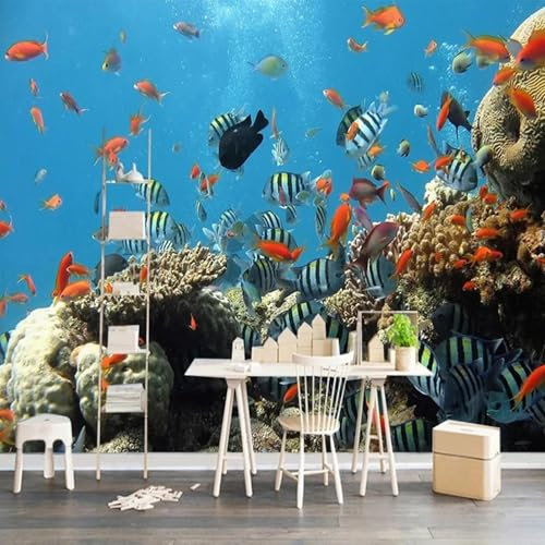 MIXUEXUNLU Mural Wallpaper Underwater World Scenery Mural Children's Bedroom Aquarium Hotel Background Wall Decoration Poster
