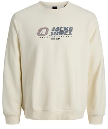 JACK & JONES Print Crew Neck Sweat à col Rond imprimé Jcotier, Sweet Corn, S Homme