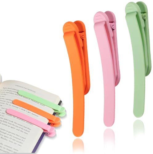 KOLZEMV Lot de 3 Marque-Pages en Silicone Magnétique Pour les Amateurs de Lecture, Enseignants, Hommes et Femmes (Vert, Orange et Rose)