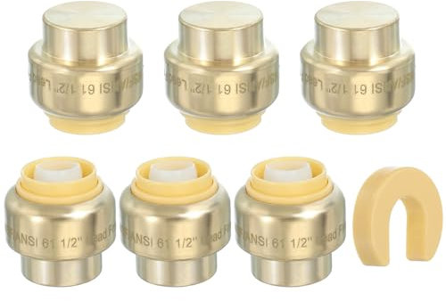 PATIKIL 2 Pezzi Valvola Di Arresto A Cappuccio 1/2 Con Clip Di Sgancio 1/2 Per Rubinetto Water Pex Rame Cpvc Ottone, Oro