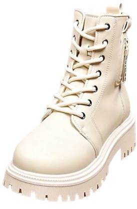 Generisch 2025 Botines Mujer Invierno Cálido Plataforma Casual Moda Slip Cómodo Botas Cortas Para Mujer Plataforma Sobre la Rodilla, Blanco, 36 EU