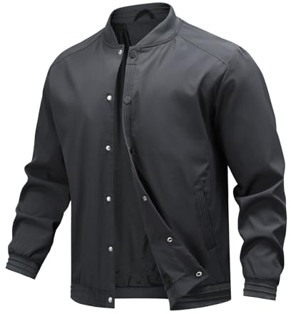 Allthemen Chaqueta de Béisbol Hombre Casual Bomber Jacket Impermeable Cazadora Entretiempo Ligera Primavera Otoño Gris S