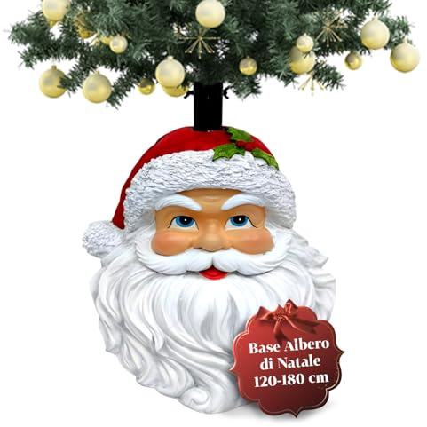 Avilia – Base Albero di Natale 120-180 cm con Design Babbo Natale Dipinto a Mano, Ø Aggancio 3,7xH9,5 cm, Supporto Decorativo Robusto e Resistente per Stabilità e Atmosfera Festiva