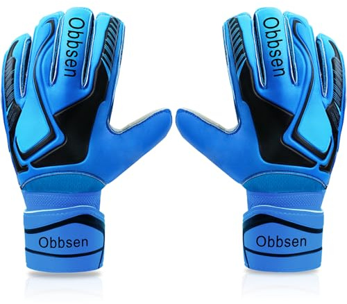 Obbsen Torwarthandschuhe für Kinder und Erwachsene, Fußball Handschuhe Torwart mit Fingerschutz, Latex-Anti-Rutsch-Griff, Extra Starkem Grip für Herren Damen