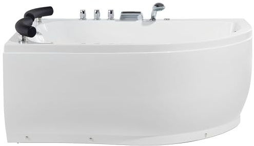 Vasca Idromassaggio Acrilico Bianco Luci LED Angolare Destra 158 x 113 cm