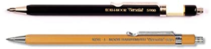 Koh-I-Noor 5900, Toisen d'or e Versatil 5201, Portamine in metallo con temperino per mine da 2 mm, set da 2, colori nero e giallo 2 Stifte Gelb