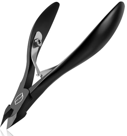 FERYES Cuticle Cutters 1/2 Jaw - Professional Stainless Steel Cuticle Clippers Nail Cuticle Remover Tool, Nail Dead Skin Clipper - BLACK
