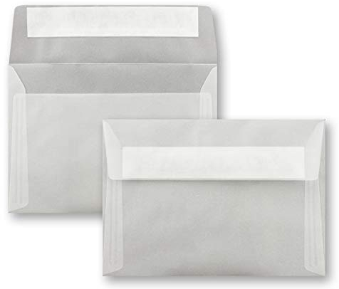 50x Briefumschläge Transparent-Weiß DIN C6 Format 11,4 x 16,2 cm - Haftklebung - Kuverts ohne Fenster - Weihnachten, Grußkarten & Einladungen - Für A6 & A4 Papier