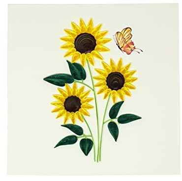 Flower Quilling Cards - Unique Paper Handmade Greeting Cards For Christmas, Birthday, Love, Anniversary, Mother's Day, Thank You, Valentine - Color Art Quilled Cards Gift (Sunflowers)