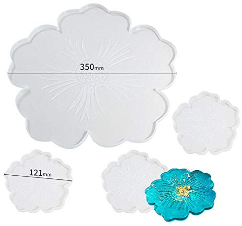 VOANZO 4 PCS Stampi in Resina per sottobicchiere in Silicone Fai-da-Te Stampo per colata di Argilla Tappetini per Ciotola Tappetini per Vino in Vetro Stampo per creazione di Gioielli