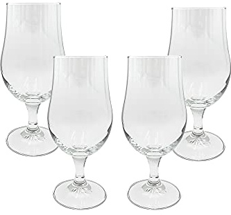 schone Beer Glasses – Pack of 4 – Transparent Design – Bowl Shape Emphasises Aromas – Sturdy Stem Base – Dishwasher Safe – Great for Dinner Parties
