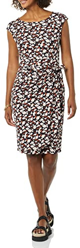 Amazon Essentials Femme Robe Effet Portefeuille, col Bateau et Mancherons