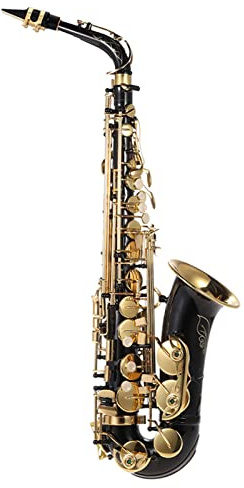 HUIOP Saxofón Alto EB Latón Lacado en Oro E Saxofón Plano 82Z Tipo de Llave Instrumento de Viento de Madera con Cepillo de Limpieza Guantes de Tela Correa Funda Acolchada,Saxofón de latón