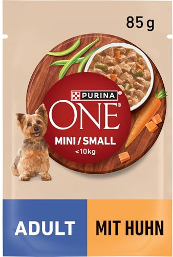 PURINA ONE Mini/Small Adult Hundefutter nass für kleine Hunde, reich an Huhn und Gemüse, 26er Pack (26 x 85g)