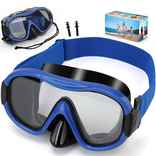 Diving Mask , Professional Anti-Fog Snorkel Goggles, Anti-Leak Swim Mask with Soft Adjustable Strap & Mesh Bag, Earplug