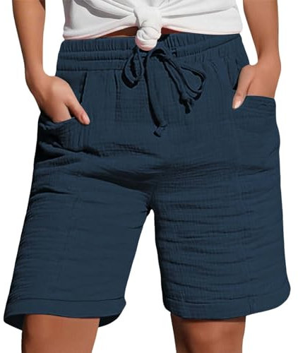 White Cycling Shorts Women Knee Length Cropped Trousers Ladies Solid Drawstring Hot Pants with Pockets Half Length Capri Bermuda Shorts My Orders UK 2025