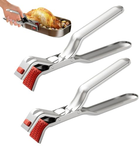WeddHuis 2 Stück Anti-hot Dish Gripper, Ofenzange Plate Gripper, Multi-Purpose Anti-scald Bowl Holder Clip, Für Heiße Gerichte Schüsselgreifer Rutschfester Griff Edelstahl