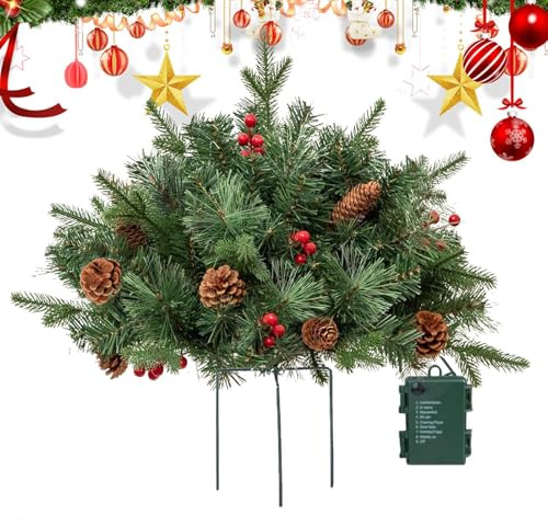 Holiday Planter Planter – Outdoor Illuminated Tripod Stake Ornament, Shiny Tripod Ornament, Festive Illuminated Accent for Patio Porch Balcony | H Seasonal Yard Display