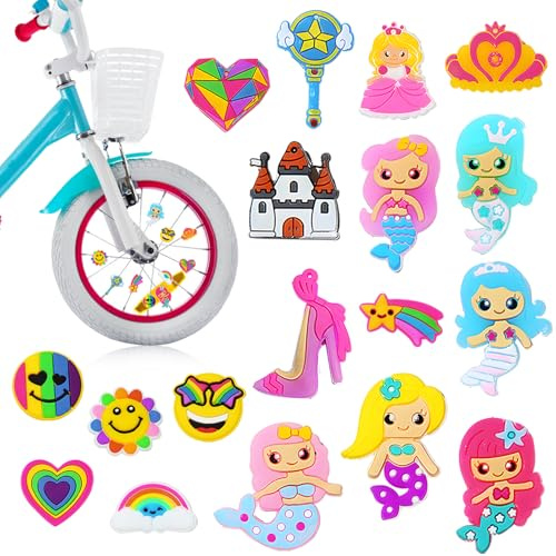 YALiya 18 Pièces Perles Rayons Vélo, Clips Rayons Vélo Colorés Décoration Velo Enfant Perles à Rayon Accessoires Velo Plastique Boule Décoration Rayon Vélo pour Filles et Garçons Petits Fans de Vélo
