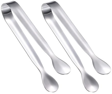 2 mini pinze per dolci, in acciaio inox argentato (11 cm), per cubetti di zucchero e ghiaccio, dessert, buffet, picnic