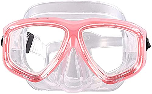 WOWDECOR Maschera Subacquea per Adulti e Bambini con Visione Corta, Maschera da Snorkeling Maschera Subacquea Dioptrin correzione diottrie, Rosa e Trasparente, -4,0