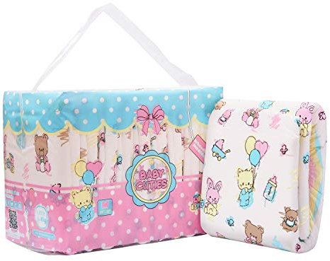 LittleForBig Erwachsenen Gedruckten Windeln 10 Stück - Baby Cuties (Medium 71-96 cm)