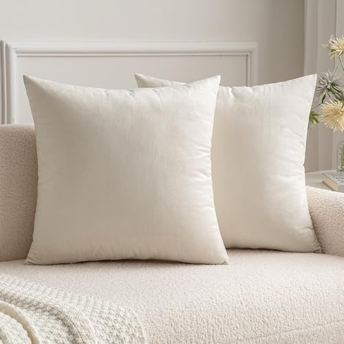 MIULEE 2er Set Samt Weihnachten Kissenbezüge Kissenhülle Kissenbezug Sofakissen Dekorative Dekokissen Couchkissen mit Verstecktem Reißverschluss Sofa Schlafzimmer 35x35 cm Creme Weiß