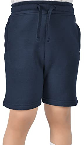 Generation-Plus+® Kids Boys Cotton Jogger Shorts - Children PE School Jogging Bottom Fleece Summer Casual Football Sports Short Pants with Pockets (Navy, 7-8 Years)