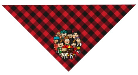 Cachirulo Cabezudos | Pañuelo de Tela tacto Seda | Incluye bolsa | Fiestas del Pilar Zaragoza | Niños y Adultos | Estampado Cuadros Rojo y Negro