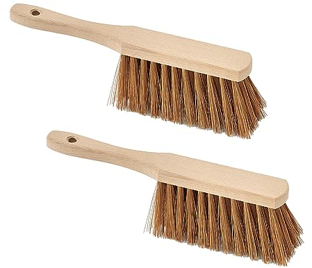 varivendo Industriehandfeger Poly-Kokos 28 cm 2er Set – Handfeger/Handbesen aus Buchenholz, nassfest, langlebig für Werkstatt, Garage und Haushalt