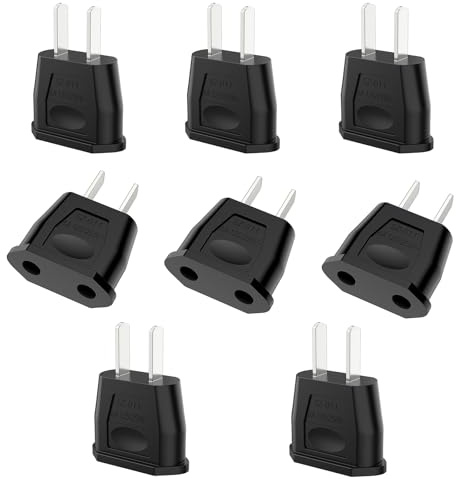 VIEVRE 8 stycken adaptrar USA, reseadapter USA, kontakt Japan, EU till US-adapter, Tyskland till USA/Kina/Japan/Kanada/Mexiko universaladapter för enheter med USA-strömförsörjning, svart