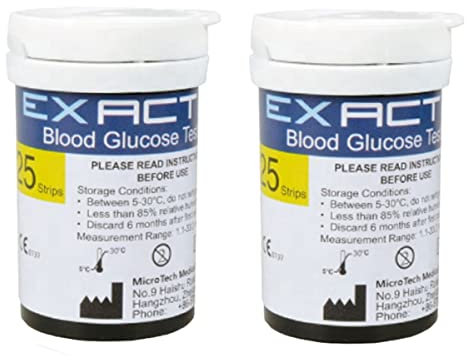 Blood Glucose Test Strips 50pcs & Lancets, Only for Exactive Vital Glucometer Blood Glucose Monitor