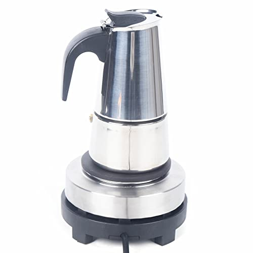 Froulaland Cafetière Italienne Cafetière Espresso En Acier Inoxydable Cafetière Électrique, Avec Cuisinière Électrique, Style Expresso Sûre Finition Argentée 220V
