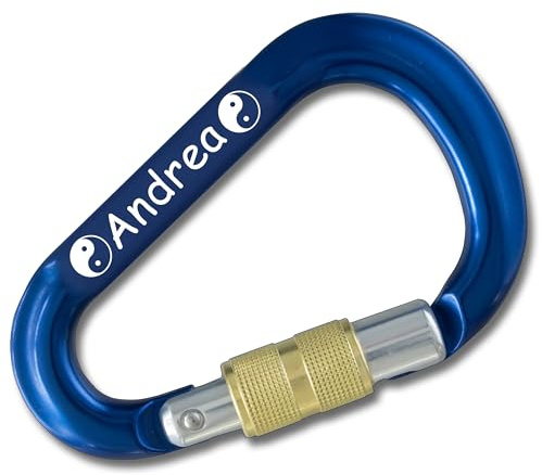 Cadeau Montagne Mousqueton Bleu [Personnalisé] Certifié CE 25kN Escalade Gravé Au Laser en Métal Longe Via Ferrata Gros Stubai Sport HMS Pro
