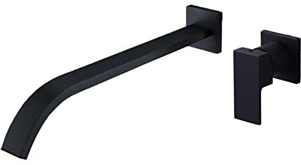 BAITUJIE Robinet de Lavabo Noir, Mitigeur Mural en Laiton Haut de Qualité, Robinet Salle de Bains Encastré, Noir Mat
