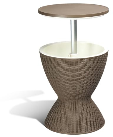 Pinikuyiro Outdoor Cool Bar Table, 8 Gallon Beer and Wine Cooler, Patio Furniture & Hot Tub Side Table, Beverage Cooler,Ice Cool Bar, Rattan Style Patio, Cocktail Bar (Coffee)