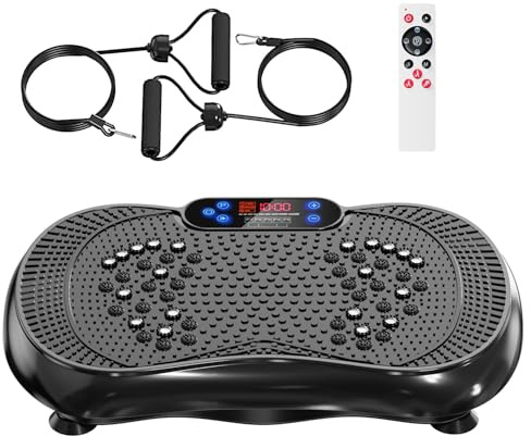 Máquina de ejercicio con placa de vibración, máquina de drenaje linfático para pérdida de peso, plataforma de 100 velocidades con control remoto y bandas, placa vibratoria silenciosa de cuerpo